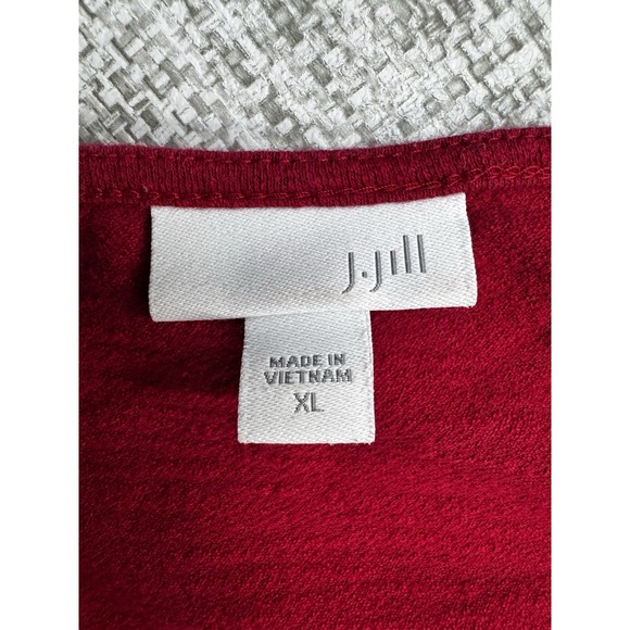 J Jill Red Knit Popover Top Tunic Cotton Stretch V-Neck Pockets Round Hem XL - Picture 11 of 11